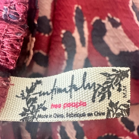 Free People Intimately Maroon & Cream Flowy Wide Leg Pants Size Medium - Picture 3 of 3